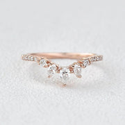 0.40CTW Round Brilliant & Pear Cut Curved Vintage Style Wedding Band Mapple Gems